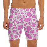 Pink And White Cow Print Men's Long Boxer Briefs