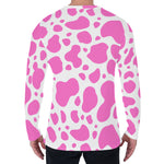 Pink And White Cow Print Men's Long Sleeve T-Shirt