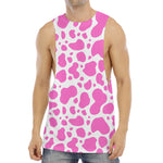 Pink And White Cow Print Men's Muscle Tank Top