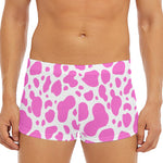 Pink And White Cow Print Men's Short Boxer Briefs