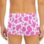 Pink And White Cow Print Men's Short Boxer Briefs