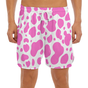 Pink And White Cow Print Men's Split Running Shorts – GearFrost