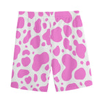 Pink And White Cow Print Men's Sports Shorts