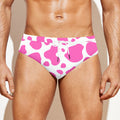 Pink And White Cow Print Men's Swim Briefs