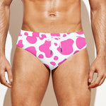 Pink And White Cow Print Men's Swim Briefs
