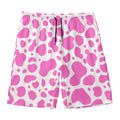 Pink And White Cow Print Men's Swim Trunks