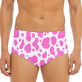 Pink And White Cow Print Men's Triangle Swim Briefs