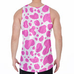 Pink And White Cow Print Men's Velvet Tank Top