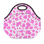 Pink And White Cow Print Neoprene Lunch Bag