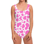 Pink And White Cow Print One Piece Swimsuit