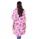 Pink And White Cow Print Open Front Beach Cover Up