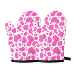 Pink And White Cow Print Oven Mitts