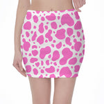 Pink And White Cow Print Pencil Mini Skirt