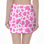 Pink And White Cow Print Pencil Mini Skirt