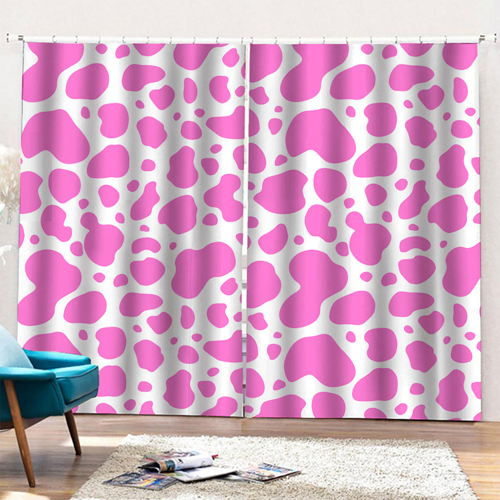 Pink And White Cow Print Pencil Pleat Curtains