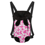 Pink And White Cow Print Pet Carrier Backpack
