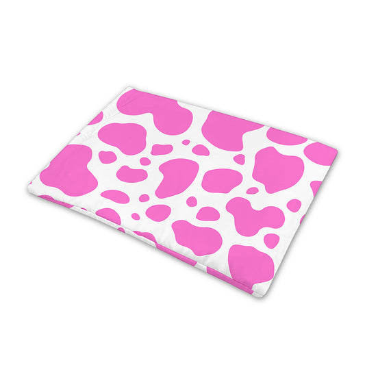 Pink And White Cow Print Pet Cooling Mat Cover