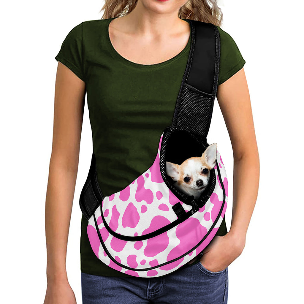 Pink And White Cow Print Pet Sling Carrier
