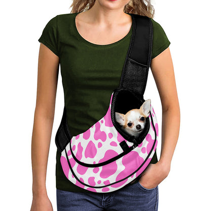 Pink And White Cow Print Pet Sling Carrier