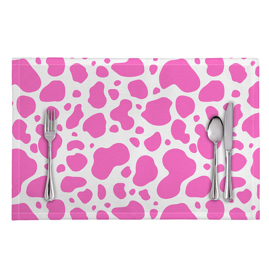 Pink And White Cow Print Placemat