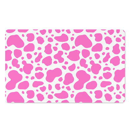 Pink And White Cow Print Polyester Doormat