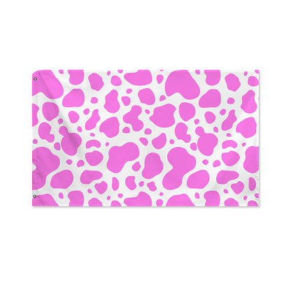 Pink And White Cow Print Polyester Flag