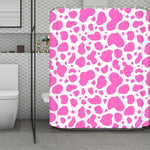 Pink And White Cow Print Polyester Shower Curtain