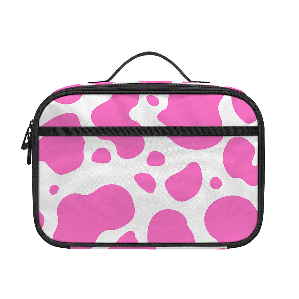 Pink And White Cow Print Portable Lunch Bag
