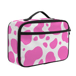 Pink And White Cow Print Portable Lunch Bag
