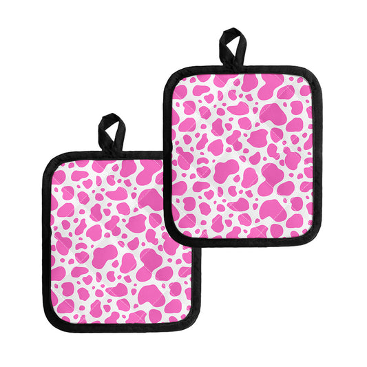 Pink And White Cow Print Pot Holders