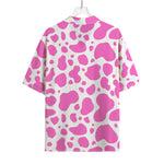 Pink And White Cow Print Rayon Hawaiian Shirt