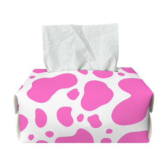 Pink And White Cow Print Rectangle Tissue Box Cover