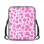 Pink And White Cow Print Rectangular Crossbody Bag