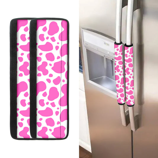 Pink And White Cow Print Refrigerator Handle Covers