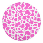 Pink And White Cow Print Round Blanket