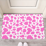 Pink And White Cow Print Rubber Doormat