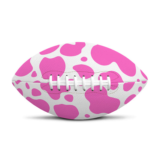 Pink And White Cow Print Rugby Ball