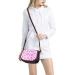 Pink And White Cow Print Saddle Bag