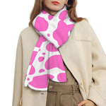 Pink And White Cow Print Scarf
