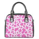 Pink And White Cow Print Shoulder Handbag