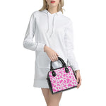 Pink And White Cow Print Shoulder Handbag