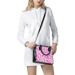 Pink And White Cow Print Shoulder Handbag