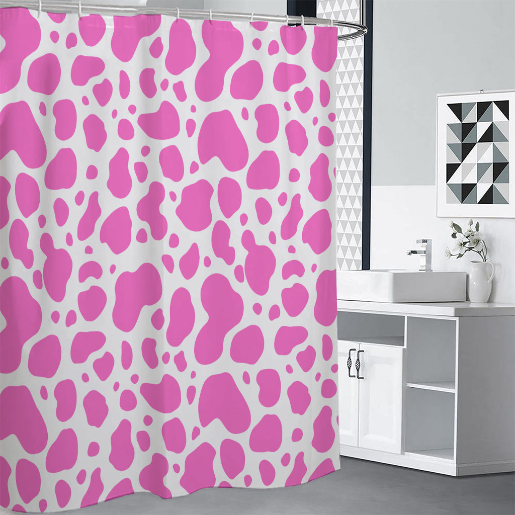 Pink And White Cow Print Shower Curtain