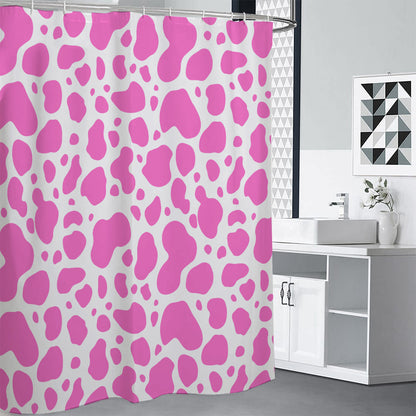 Pink And White Cow Print Shower Curtain