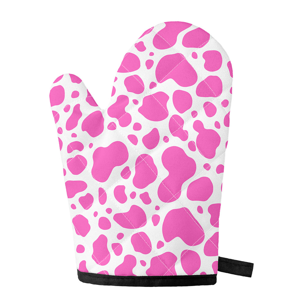 Pink And White Cow Print Single Oven Mitt