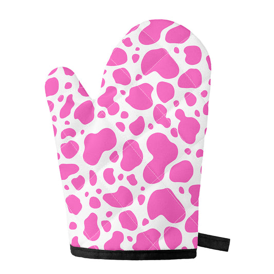 Pink And White Cow Print Single Oven Mitt