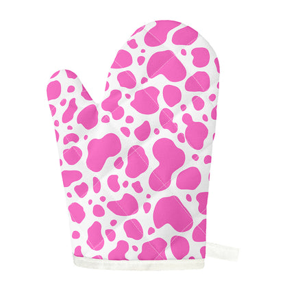 Pink And White Cow Print Single Oven Mitt