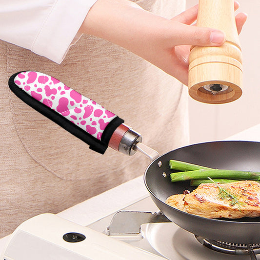 Pink And White Cow Print Skillet Handle Cover