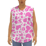 Pink And White Cow Print Sleeveless Baseball Jersey