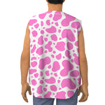 Pink And White Cow Print Sleeveless Baseball Jersey